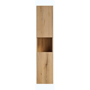 Colonne salle de bain VANO – 2 portes + 1 niche – Chêne – L30 × P25 × H140 cm – À suspendre 