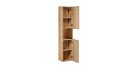 Colonne salle de bain VANO – 2 portes + 1 niche – Chêne – L30 × P25 × H140 cm – À suspendre 