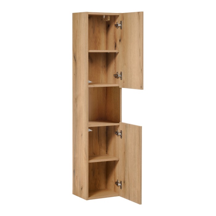 Colonne salle de bain VANO – 2 portes + 1 niche – Chêne – L30 × P25 × H140 cm – À suspendre 