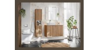 Colonne salle de bain VANO – 2 portes + 1 niche – Chêne – L30 × P25 × H140 cm – À suspendre 