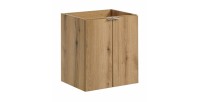 Meuble sous vasque VANO – 2 portes – Coloris chêne – L50 × P57 × H39 cm – À suspendre 