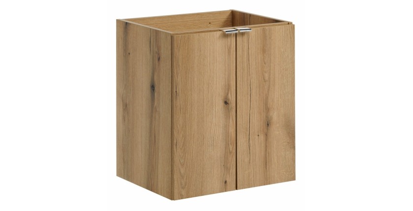 Meuble sous vasque VANO – 2 portes – Coloris chêne – L50 × P57 × H39 cm – À suspendre 