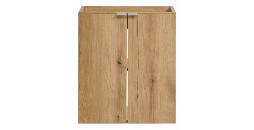 Meuble sous vasque VANO – 2 portes – Coloris chêne – L50 × P57 × H39 cm – À suspendre 