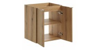 Meuble sous vasque VANO – 2 portes – Coloris chêne – L50 × P57 × H39 cm – À suspendre 