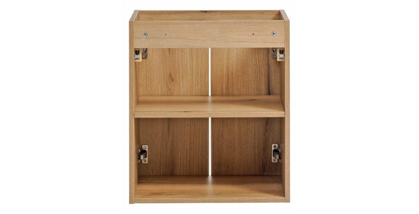 Meuble sous vasque VANO – 2 portes – Coloris chêne – L50 × P57 × H39 cm – À suspendre 