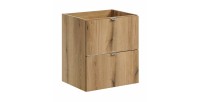 Meuble sous vasque VANO – 2 tiroirs – Coloris chêne – L50 × P57 × H39 cm – À suspendre 