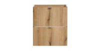 Meuble sous vasque VANO – 2 tiroirs – Coloris chêne – L50 × P57 × H39 cm – À suspendre 