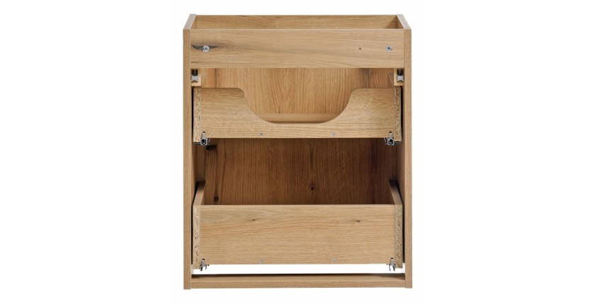 Meuble sous vasque VANO – 2 tiroirs – Coloris chêne – L50 × P57 × H39 cm – À suspendre 