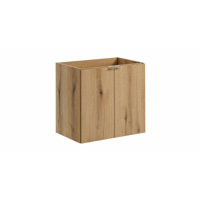 Meuble sous vasque VANO – 2 portes – Coloris chêne – L60 × P57 × H39 cm – À suspendre 