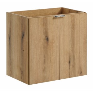 Meuble sous vasque VANO – 2 portes – Coloris chêne – L60 × P57 × H39 cm – À suspendre 
