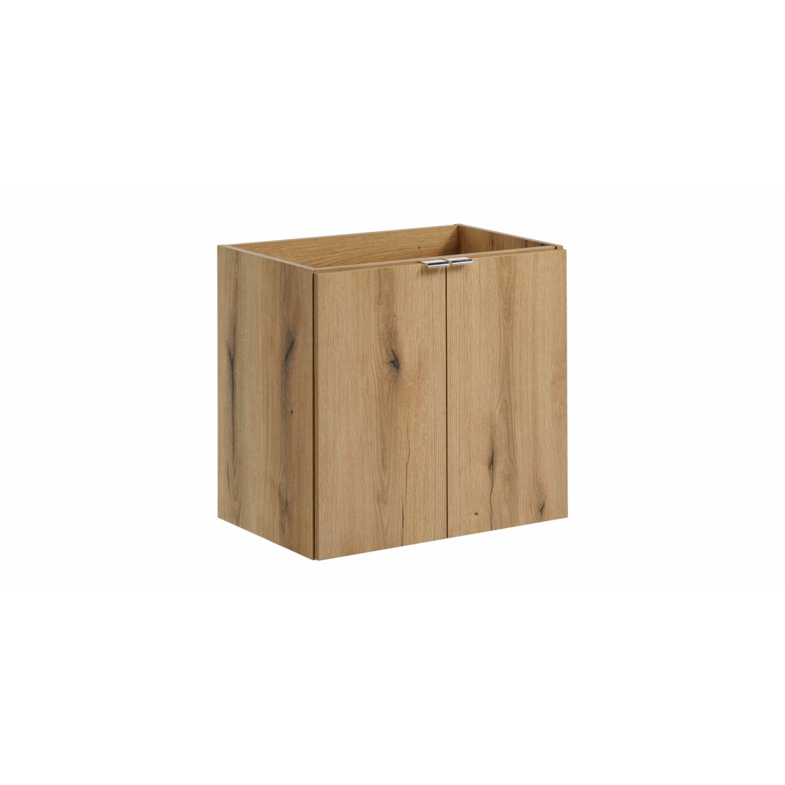 Meuble sous vasque VANO – 2 portes – Coloris chêne – L60 × P57 × H39 cm – À suspendre 