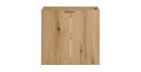 Meuble sous vasque VANO – 2 portes – Coloris chêne – L60 × P57 × H39 cm – À suspendre 
