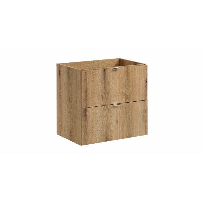 Meuble sous vasque VANO – 2 tiroirs – Coloris chêne – L60 × P57 × H39 cm – À suspendre 