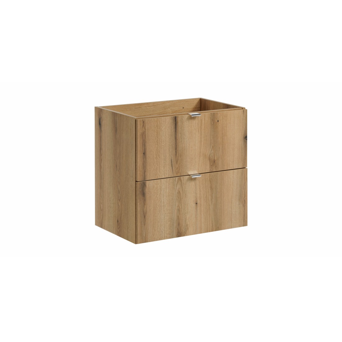 Meuble sous vasque VANO – 2 tiroirs – Coloris chêne – L60 × P57 × H39 cm – À suspendre 