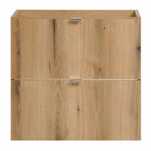 Meuble sous vasque VANO – 2 tiroirs – Coloris chêne – L60 × P57 × H39 cm – À suspendre 