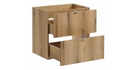 Meuble sous vasque VANO – 2 tiroirs – Coloris chêne – L60 × P57 × H39 cm – À suspendre 