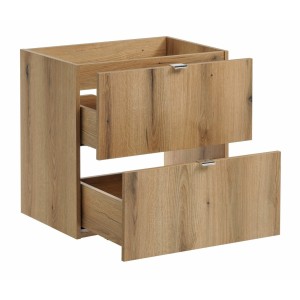 Meuble sous vasque VANO – 2 tiroirs – Coloris chêne – L60 × P57 × H39 cm – À suspendre 