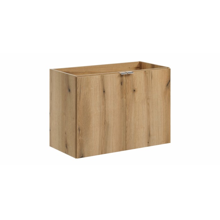 Meuble sous vasque VANO – 2 portes – Coloris chêne – L80 × P57 × H39 cm – À suspendre 