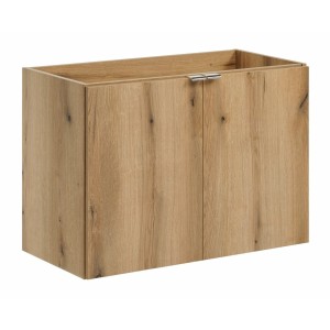 Meuble sous vasque VANO – 2 portes – Coloris chêne – L80 × P57 × H39 cm – À suspendre 