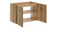 Meuble sous vasque VANO – 2 portes – Coloris chêne – L80 × P57 × H39 cm – À suspendre 
