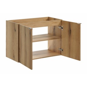 Meuble sous vasque VANO – 2 portes – Coloris chêne – L80 × P57 × H39 cm – À suspendre 
