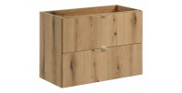 Meuble sous vasque VANO – 2 tiroirs – Coloris chêne – L80 × P57 × H39 cm – À suspendre 