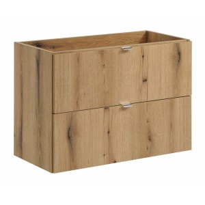 Meuble sous vasque VANO – 2 tiroirs – Coloris chêne – L80 × P57 × H39 cm – À suspendre 