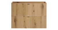 Meuble sous vasque VANO – 2 tiroirs – Coloris chêne – L80 × P57 × H39 cm – À suspendre 