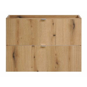 Meuble sous vasque VANO – 2 tiroirs – Coloris chêne – L80 × P57 × H39 cm – À suspendre 