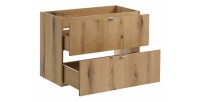 Meuble sous vasque VANO – 2 tiroirs – Coloris chêne – L80 × P57 × H39 cm – À suspendre 