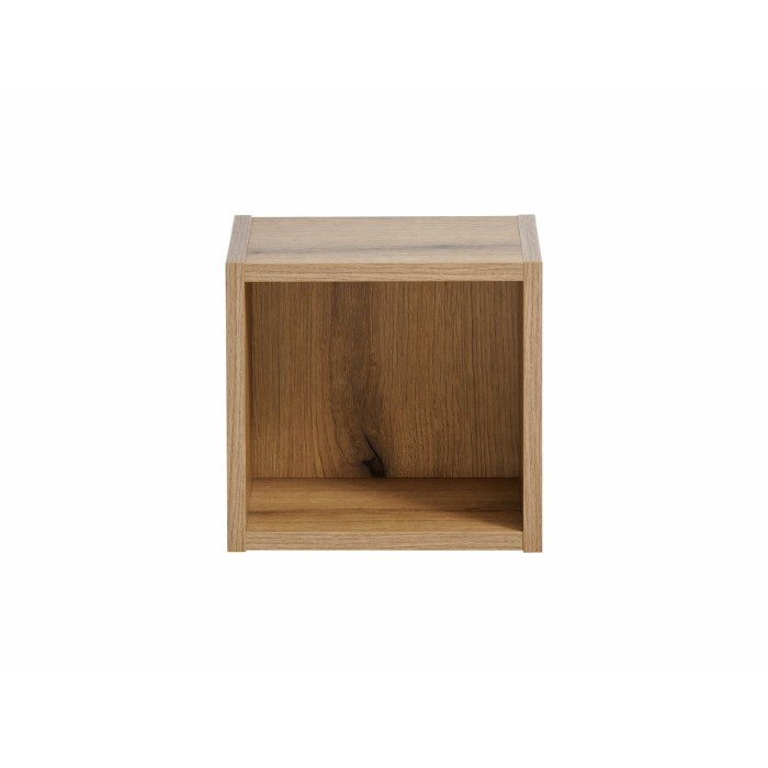 Cube de rangement de salle de bain VANO – Ouvert – Coloris chêne – L26 × P27 × H21 cm – À suspendre 