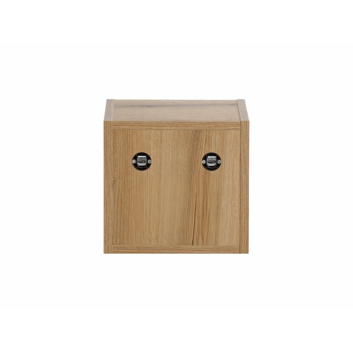 Cube de rangement de salle de bain VANO – Ouvert – Coloris chêne – L26 × P27 × H21 cm – À suspendre 