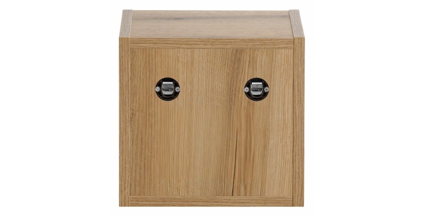 Cube de rangement de salle de bain VANO – Ouvert – Coloris chêne – L26 × P27 × H21 cm – À suspendre 