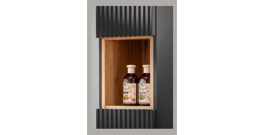 Cube de rangement de salle de bain VANO – Ouvert – Coloris chêne – L26 × P27 × H21 cm – À suspendre 