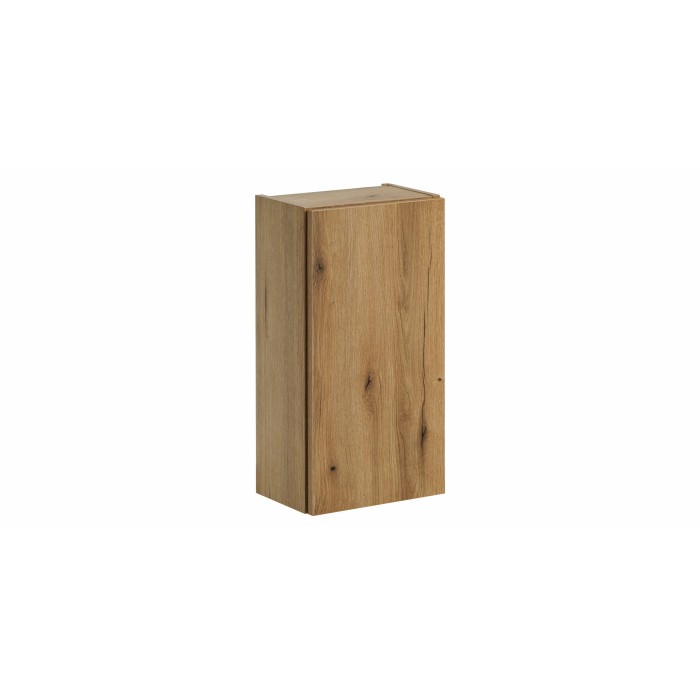 Meuble de rangement de salle de bain VANO – 1 porte – Coloris chêne – L30 × P57 × H18 cm – À suspendre 
