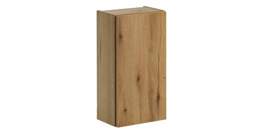 Meuble de rangement de salle de bain VANO – 1 porte – Coloris chêne – L30 × P57 × H18 cm – À suspendre 
