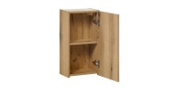 Meuble de rangement de salle de bain VANO – 1 porte – Coloris chêne – L30 × P57 × H18 cm – À suspendre 