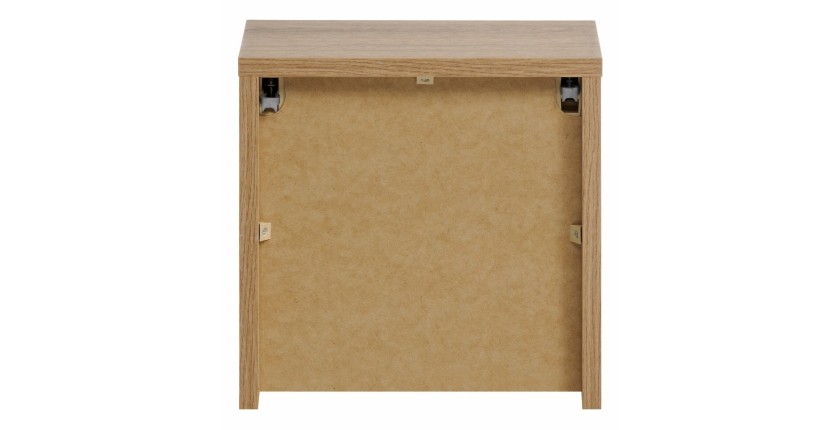 Meuble de rangement de salle de bain VANO – 1 porte – Coloris chêne – L20 × P57 × H18 cm – À suspendre 