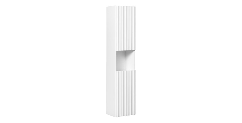 Colonne de salle de bain VANO – 2 portes + 1 niche – Blanc alpin – L30 × H140 × P25 cm – À suspendre 