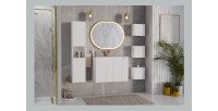 Colonne de salle de bain VANO – 2 portes + 1 niche – Blanc alpin – L30 × H140 × P25 cm – À suspendre 