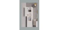 Colonne de salle de bain VANO – 2 portes + 1 niche – Blanc alpin – L30 × H140 × P25 cm – À suspendre 