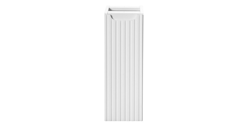 Meuble de rangement de salle de bain VANO – 1 porte – Blanc alpin – L20 × P18 × H57 cm – À suspendre 