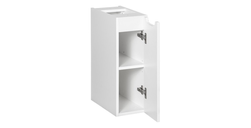 Meuble de rangement de salle de bain VANO – 1 porte – Blanc alpin – L20 × P18 × H57 cm – À suspendre 