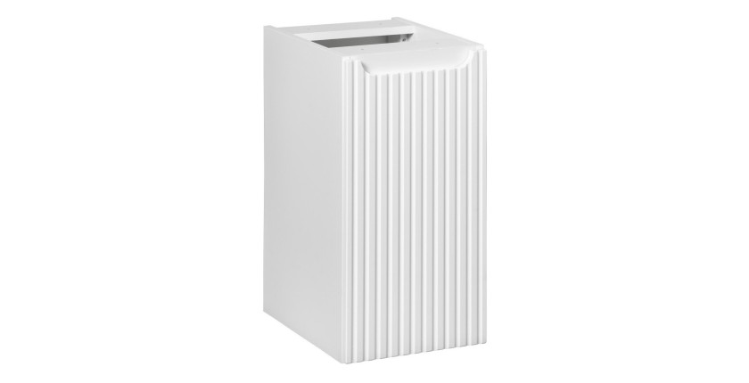 Meuble de rangement de salle de bain VANO – 1 porte – Blanc alpin – L30 × P18 × H57 cm – À suspendre 
