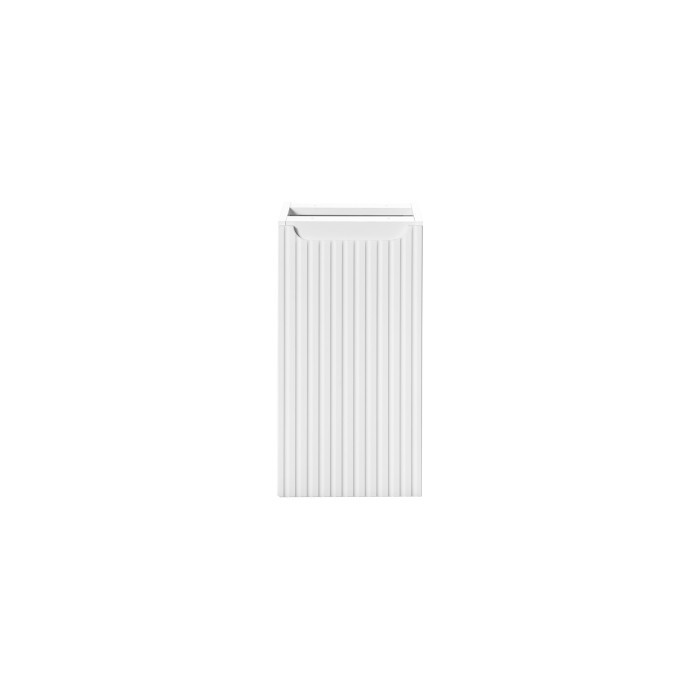 Meuble de rangement de salle de bain VANO – 1 porte – Blanc alpin – L30 × P18 × H57 cm – À suspendre 