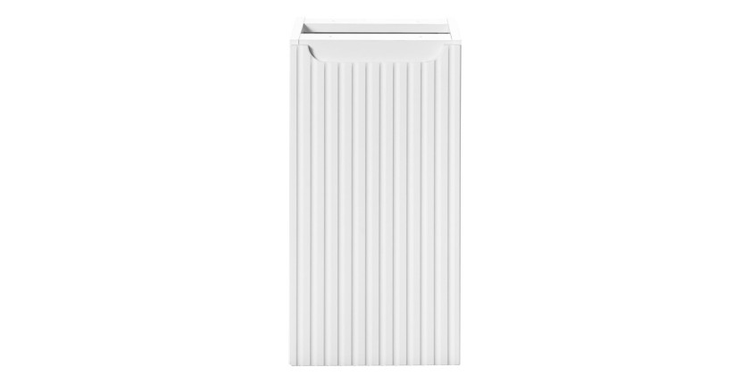 Meuble de rangement de salle de bain VANO – 1 porte – Blanc alpin – L30 × P18 × H57 cm – À suspendre 