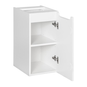 Meuble de rangement de salle de bain VANO – 1 porte – Blanc alpin – L30 × P18 × H57 cm – À suspendre 