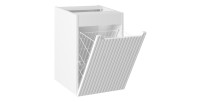 Meuble de rangement de salle de bain VANO – 1 porte avec panier à linge – Blanc alpin – L40 × P39 × H57 cm – À suspendre 