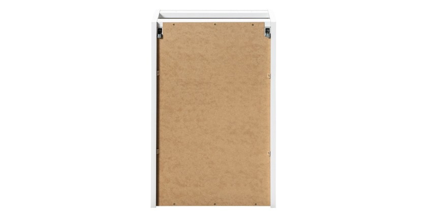Meuble de rangement de salle de bain VANO – 1 porte avec panier à linge – Blanc alpin – L40 × P39 × H57 cm – À suspendre 