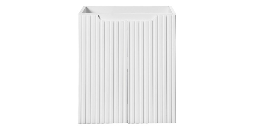 Meuble sous vasque VANO – 2 portes – Blanc alpin – L50 × P39 × H57 cm – À suspendre 